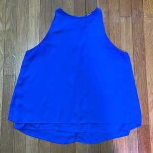 Caramela Electric Blue split back sleeveless blouse